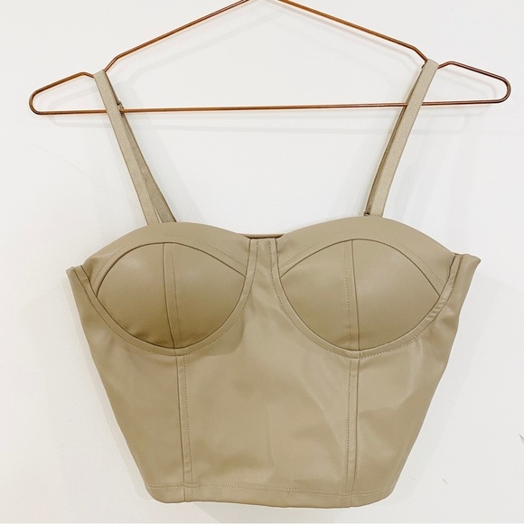 NEW Sincerely Jules cream light tan faux leather bustier - Picture 2 of 6